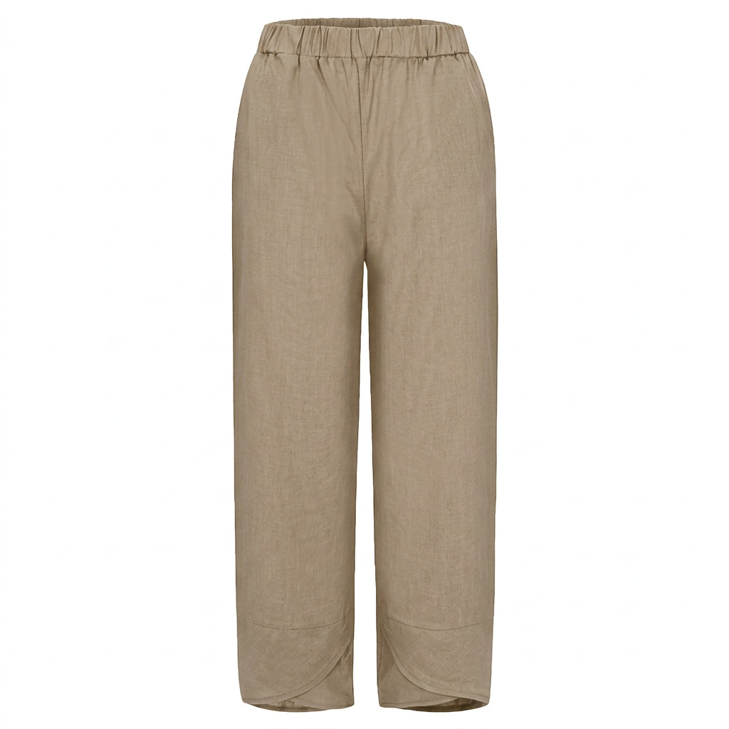Linen Blend Cropped Pants Women