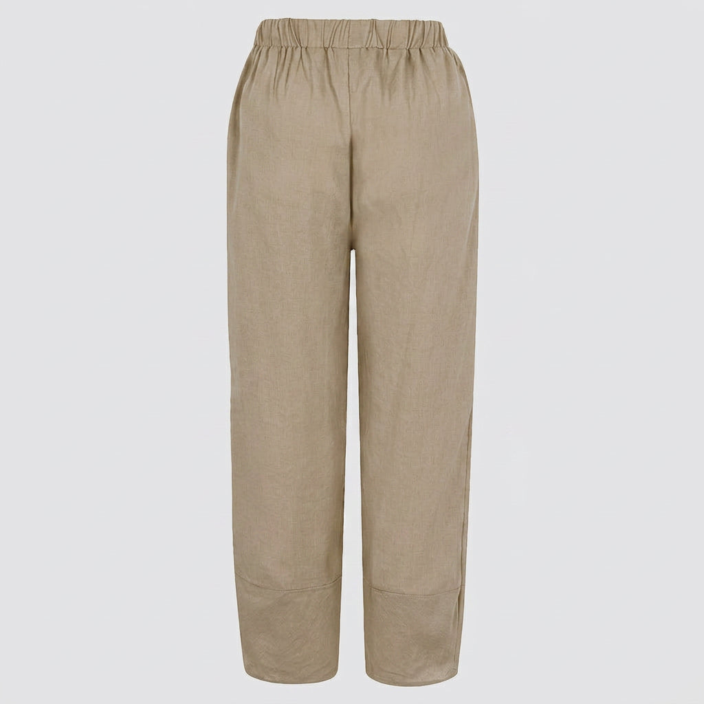 Linen Blend Cropped Pants Women