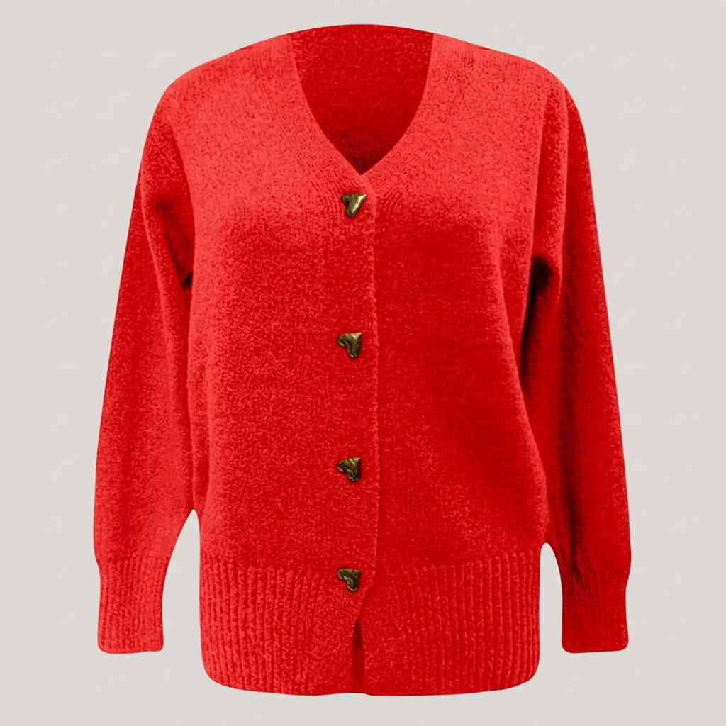 Women’s V-Neck Knit Cardigan – Button Front Cardigan