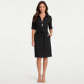 Women’s Shirt Dress Belted Waist – Midi Casual Workwear Dress