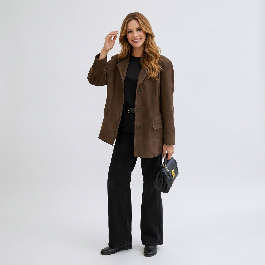 Faux Suede Blazer Jacket Women