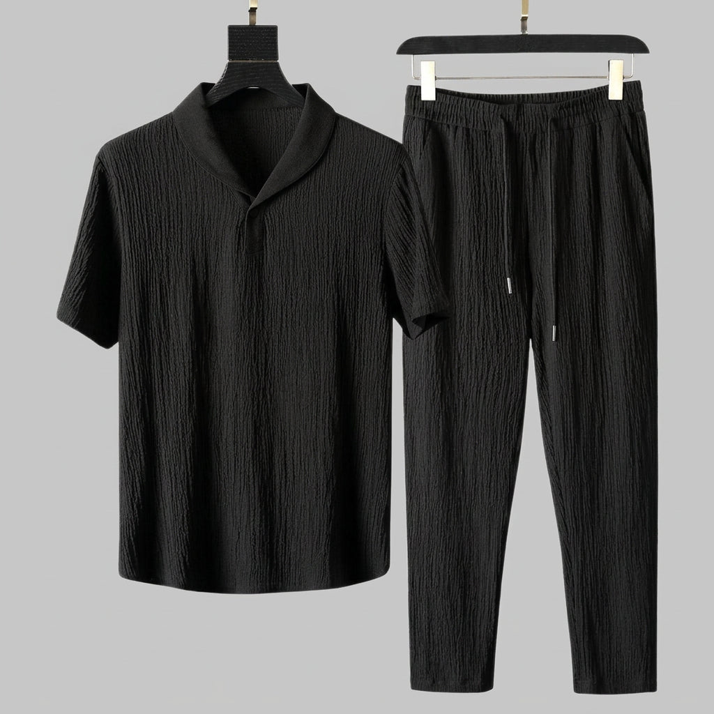 Men Textured Lounge Set