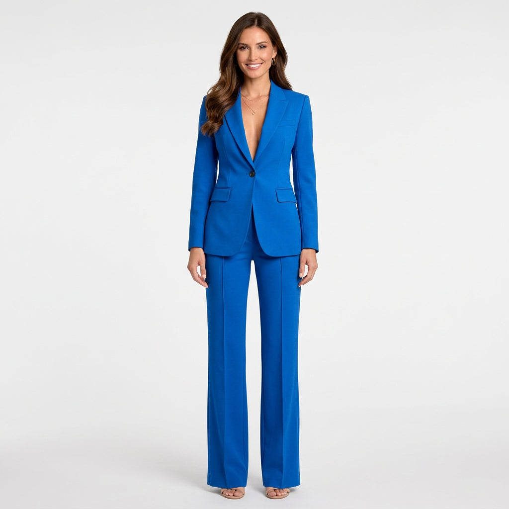 Women’s Two Piece Pants Suit Tailored Fit – Blazer and Straight Leg Pants Set