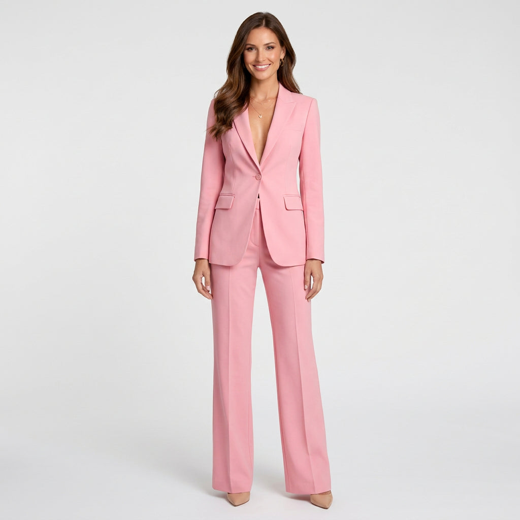Women’s Two Piece Pants Suit Tailored Fit – Blazer and Straight Leg Pants Set