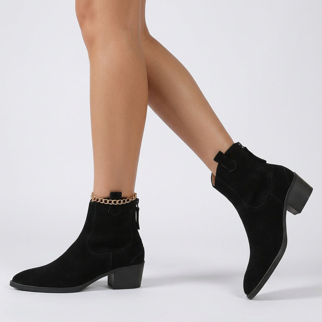 Women’s Western Ankle Boots Low Heel – Pointed Toe Cowboy Boots