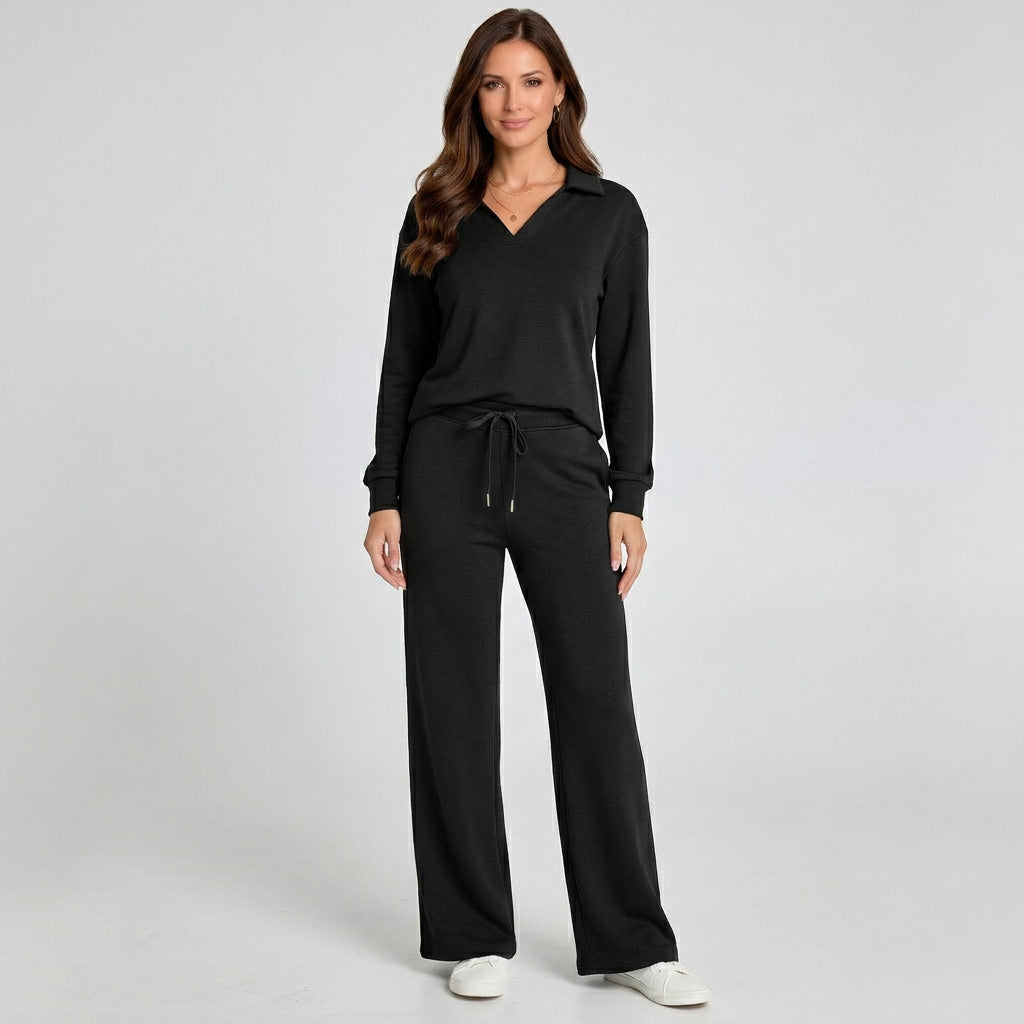 Women’s Two Piece Pants Suit Tailored Fit – Blazer and Wide Leg Pants Set