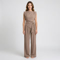 Women’s Wide Leg Jumpsuit Belted Waist – Sleeveless Occasion One Piece