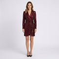 Women’s Sequin Wrap Mini Dress Tie Waist – Long Sleeve Party Dress