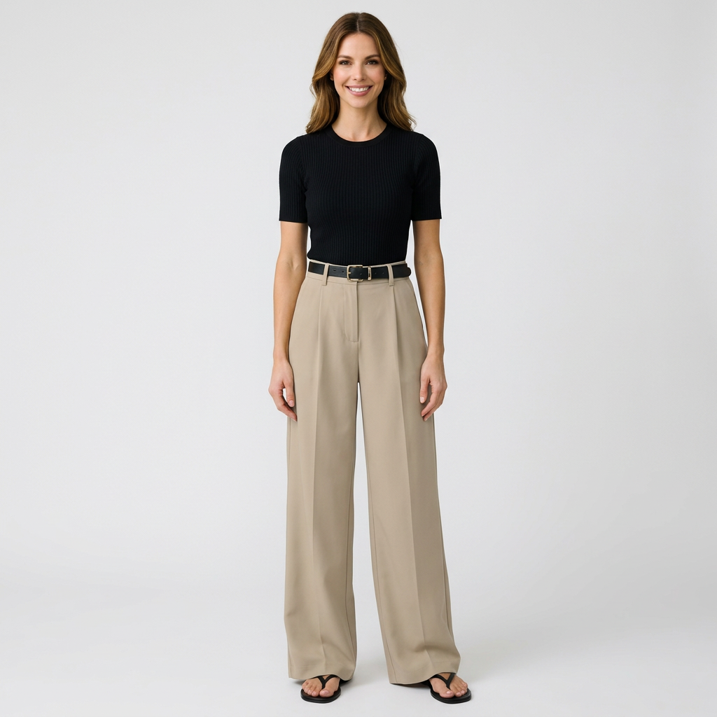 Women’s Wide Leg Trousers High Waist – Tailored Full Length Pants