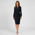 Women’s Midi Dress Keyhole Neck – Long Sleeve Occasion Dress