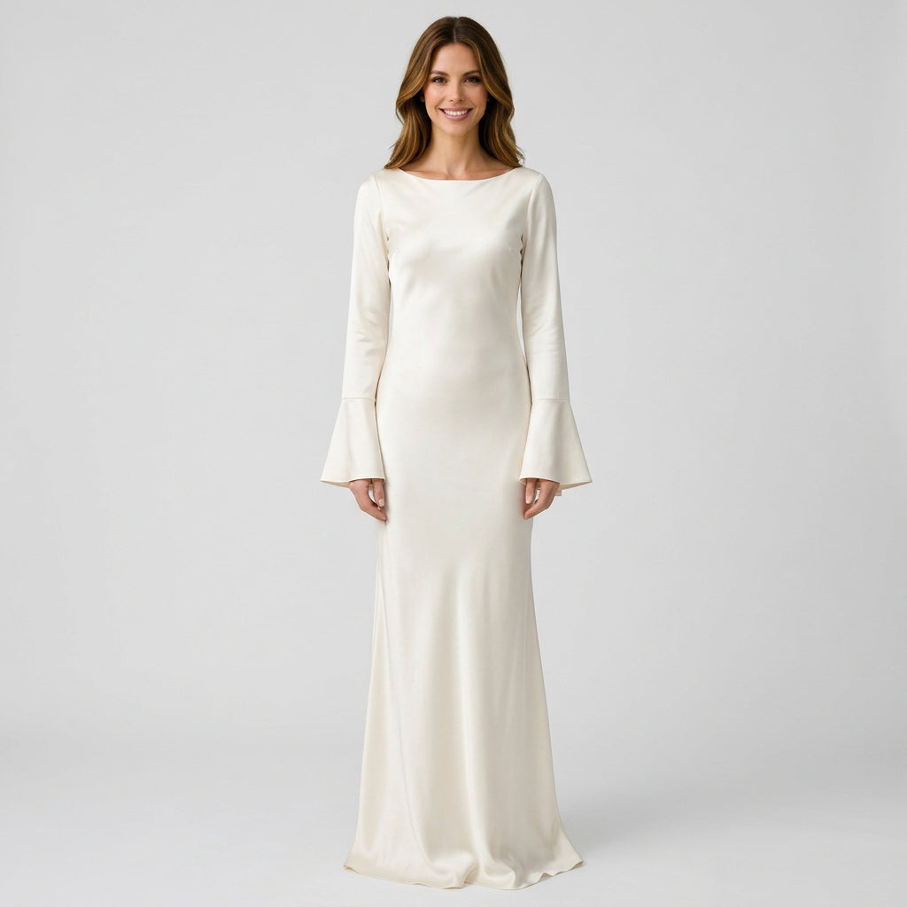 Women’s Long Sleeve Maxi Dress Elegant Fit – Floor Length Occasion Dress