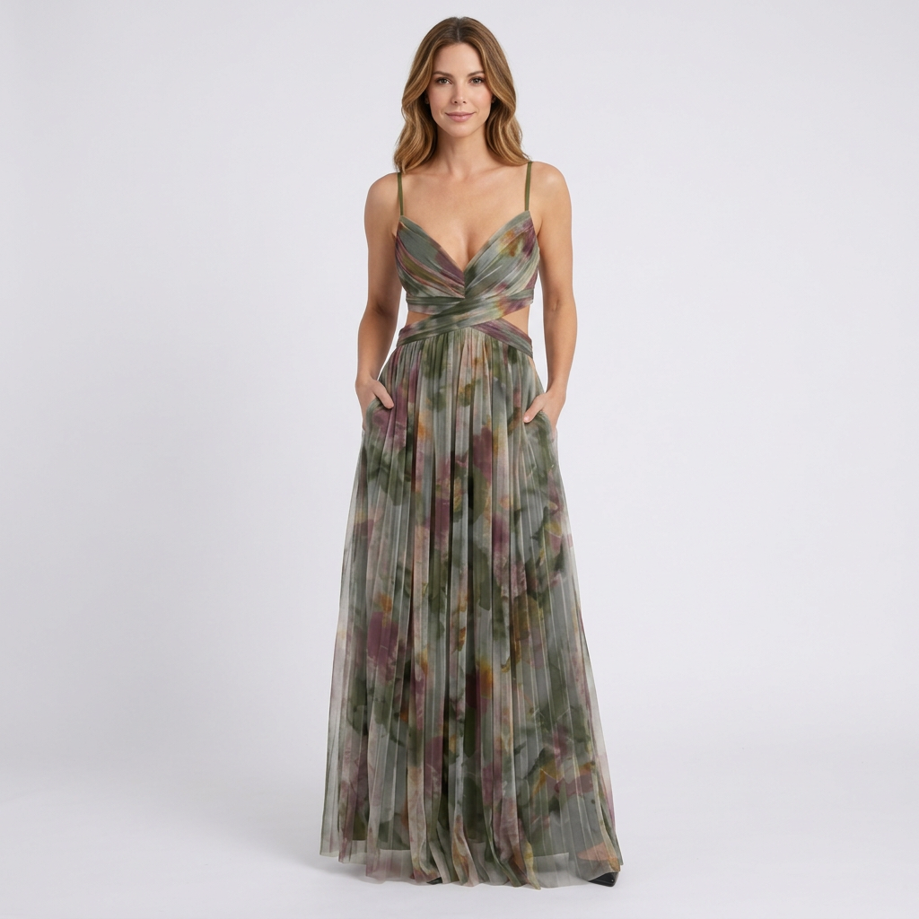 Women Printed Maxi Dress Sleeveless Occasion Holiday
