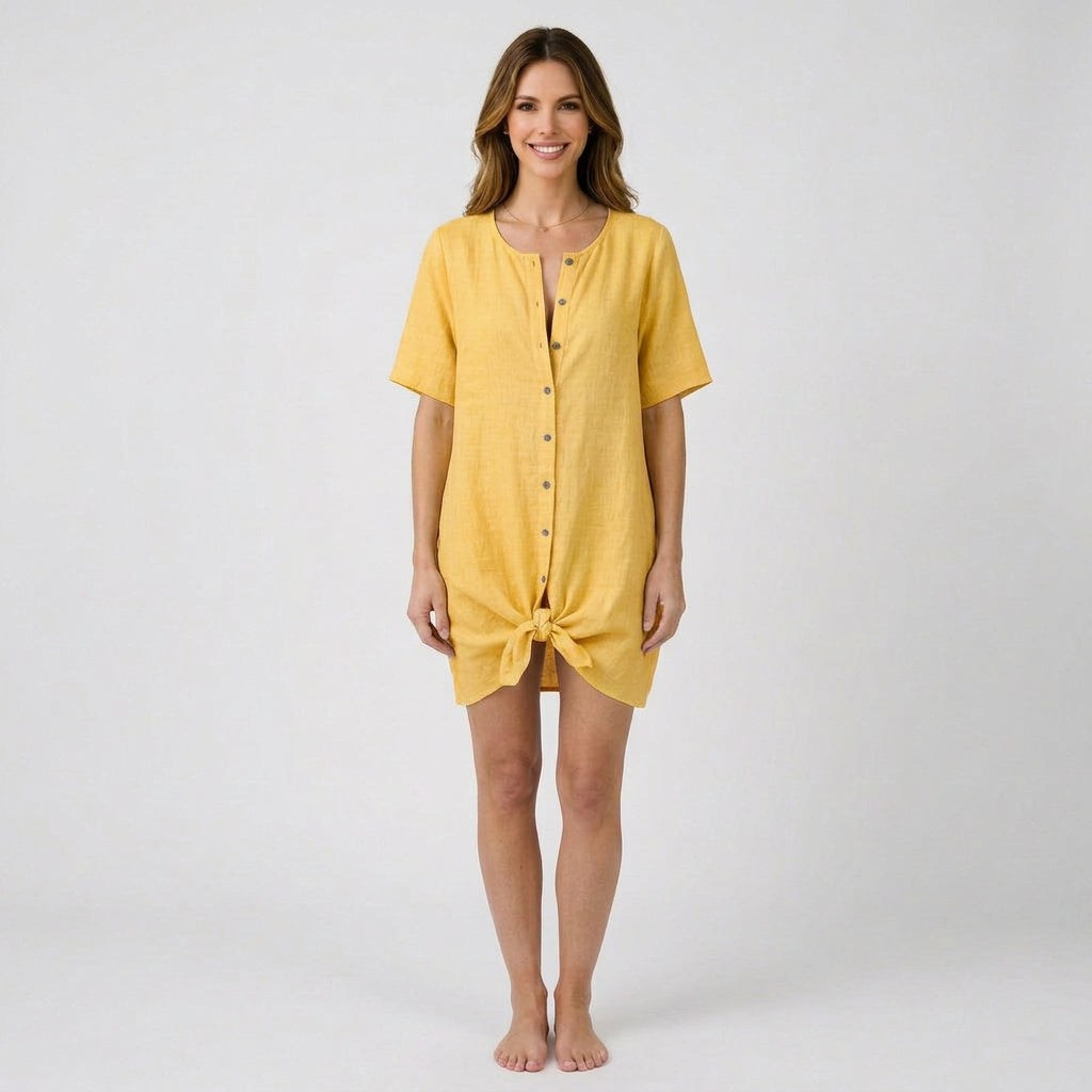 Women’s Button Front Shirt Dress Relaxed Fit – Short Sleeve Casual Dress