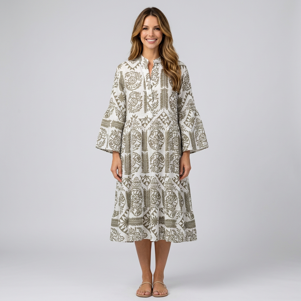 Women’s Printed Maxi Dress Relaxed Fit – Boho Everyday Dress