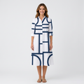 Women’s Printed Shirt Midi Dress Button Front – Relaxed Everyday Dress