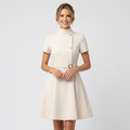 Women’s High Neck Mini Dress Belted Waist – Elegant Fit And Flare Dress