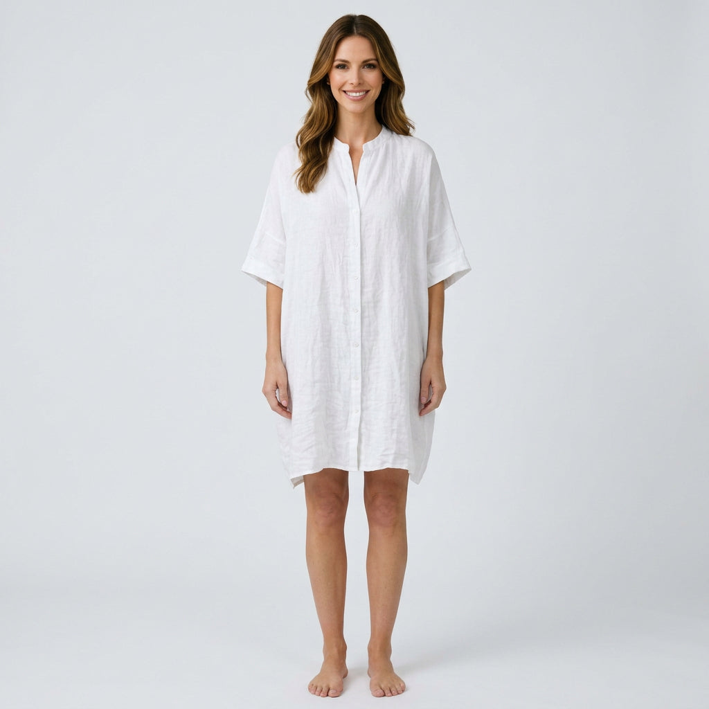 Women’s Button Front Shirt Dress Relaxed Fit – Short Sleeve Casual Dress