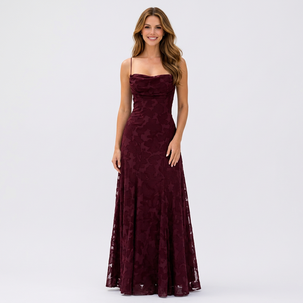 Women’s Floral Maxi Dress Spaghetti Strap – Elegant Occasion Gown