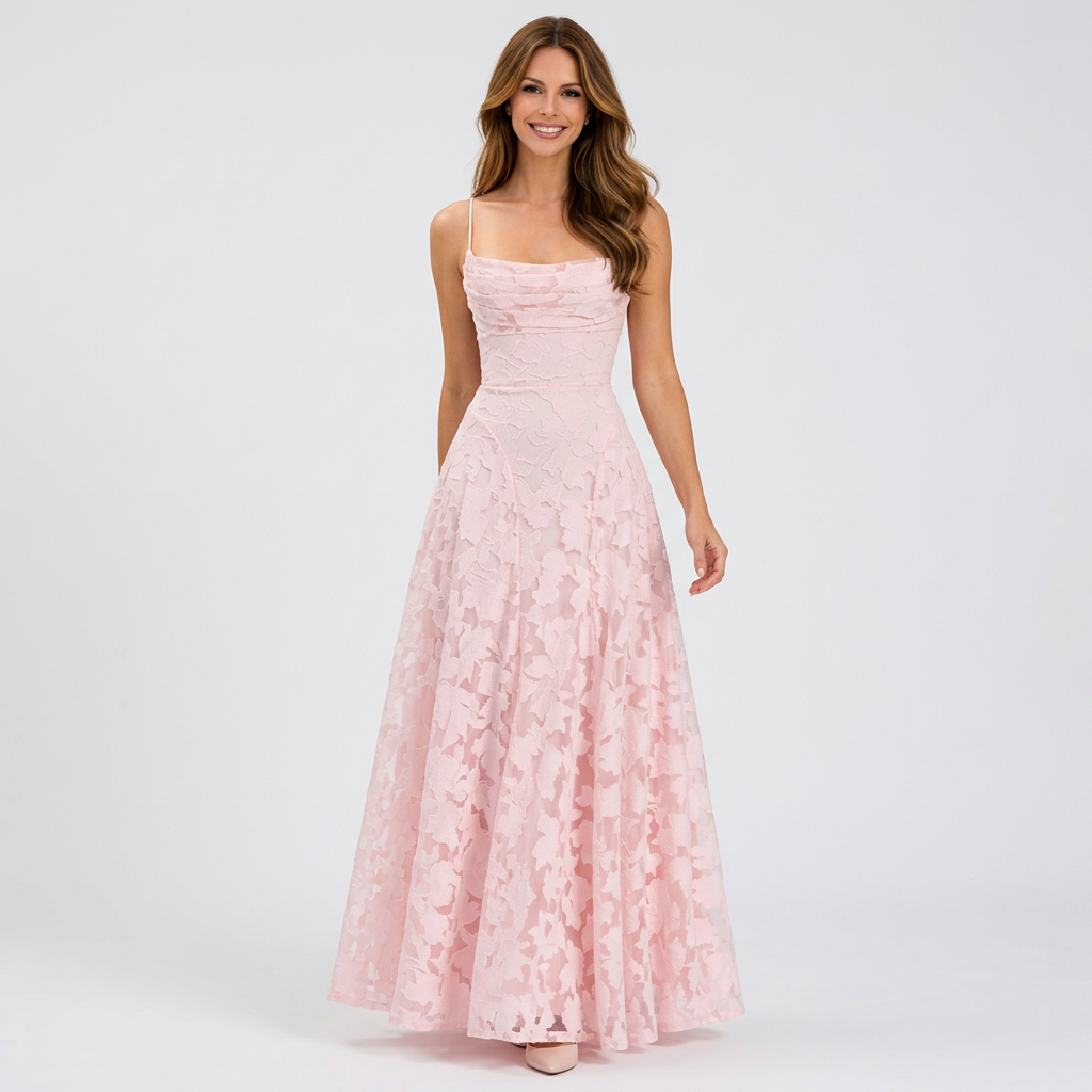 Women’s Floral Maxi Dress Spaghetti Strap – Elegant Occasion Gown