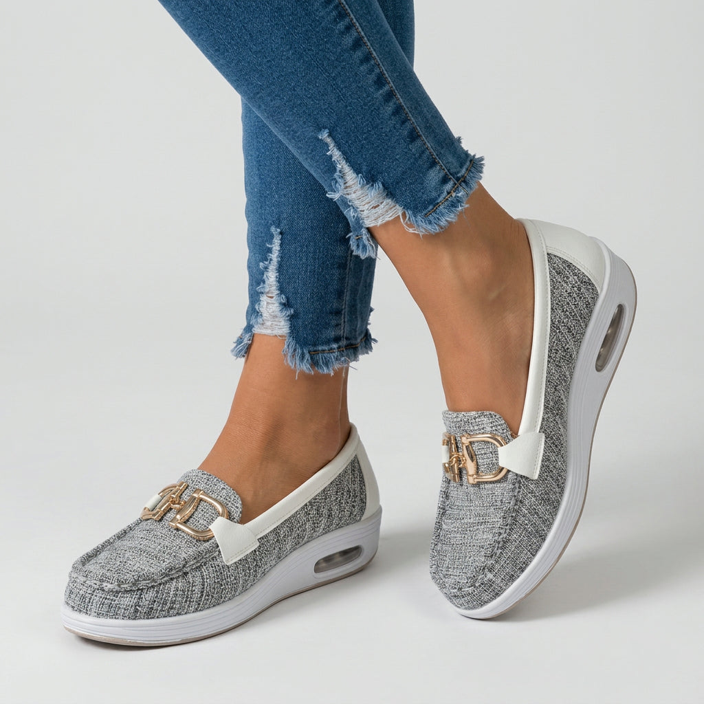 Women’s Loafers Chain Detail – Slip On Platform Comfort Shoes