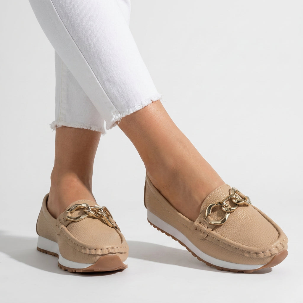 Women’s Loafers Chain Detail – Slip On Platform Comfort Shoes