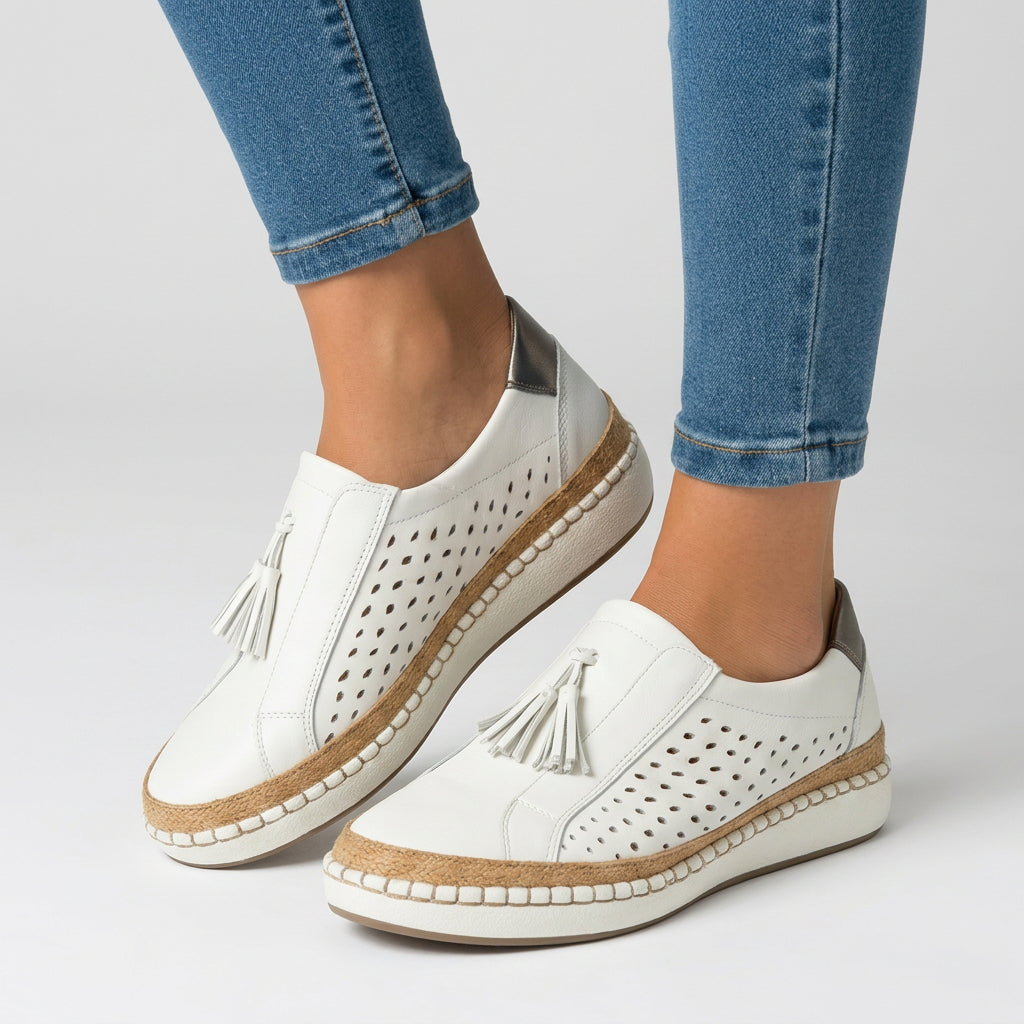 Women’s Slip On Shoes Perforated Design – Casual Platform Comfort Shoes