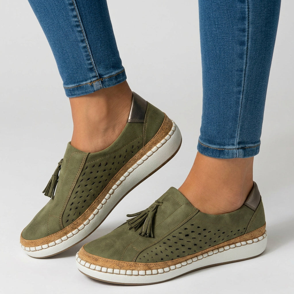 Women’s Slip On Shoes Perforated Design – Casual Platform Comfort Shoes