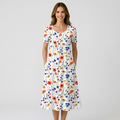 Women’s Floral Midi Dress Short Sleeve – Printed Everyday Dress
