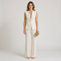 Women’s Two Piece Pants Set Sleeveless Blazer – Tailored Wide Leg Outfit