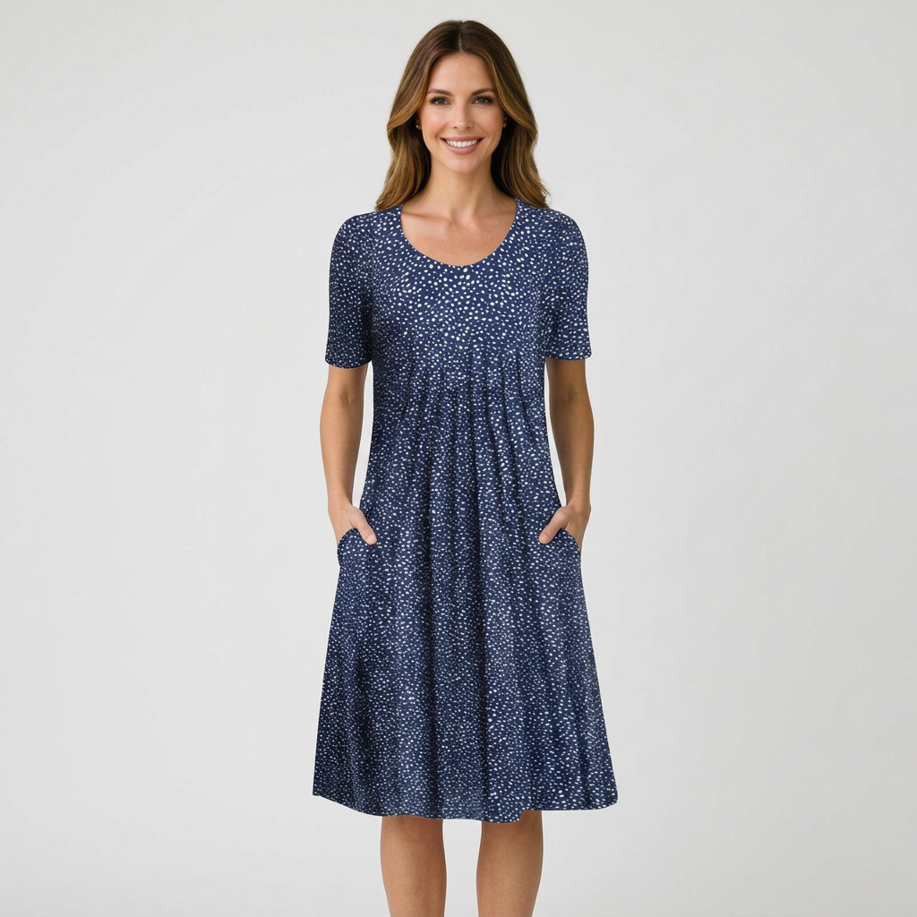 Women’s Floral Midi Dress Short Sleeve – Printed Everyday Dress