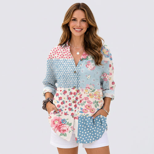 Floral Button Front Blouse Women