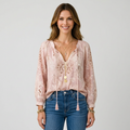 Women’s Long Sleeve Blouse Lace Detail – Relaxed Everyday Top