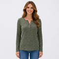 Ribbed Button Neck Sweater Women