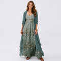 Floral Maxi Dress With Longline Cover Up Women