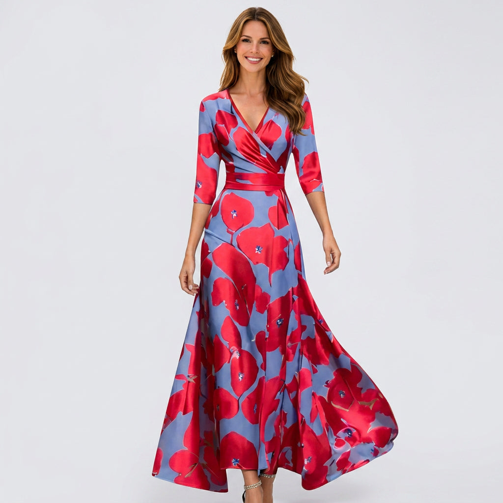 Floral Wrap Maxi Dress Women