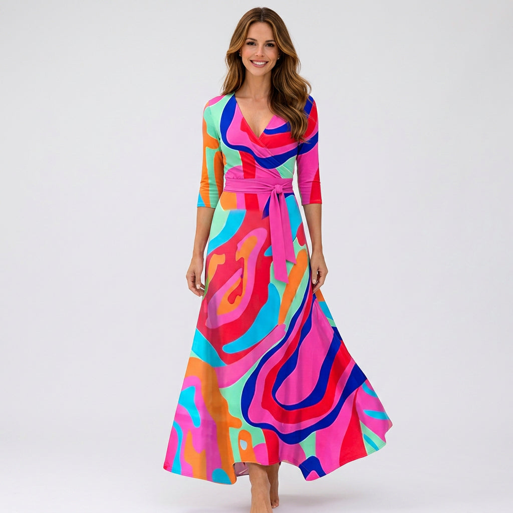 Floral Wrap Maxi Dress Women