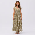 Printed V Neck Maxi Dress