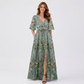 Floral V Neck Maxi Dress