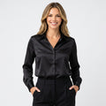 Satin Button Front Blouse Women