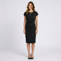 Women’s Ruched Midi Dress Crew Neck – Short Sleeve Everyday Dress