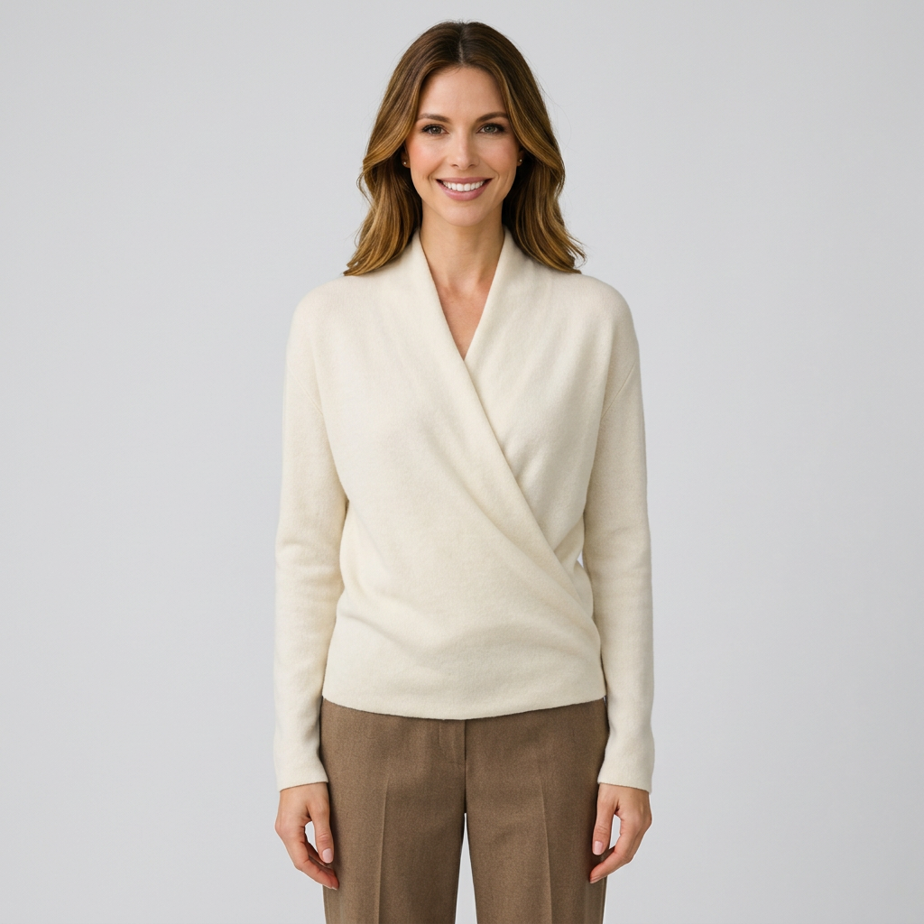 Women’s Wrap Sweater Long Sleeve – Soft Knit Everyday Top