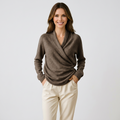 Women’s Wrap Sweater Long Sleeve – Soft Knit Everyday Top