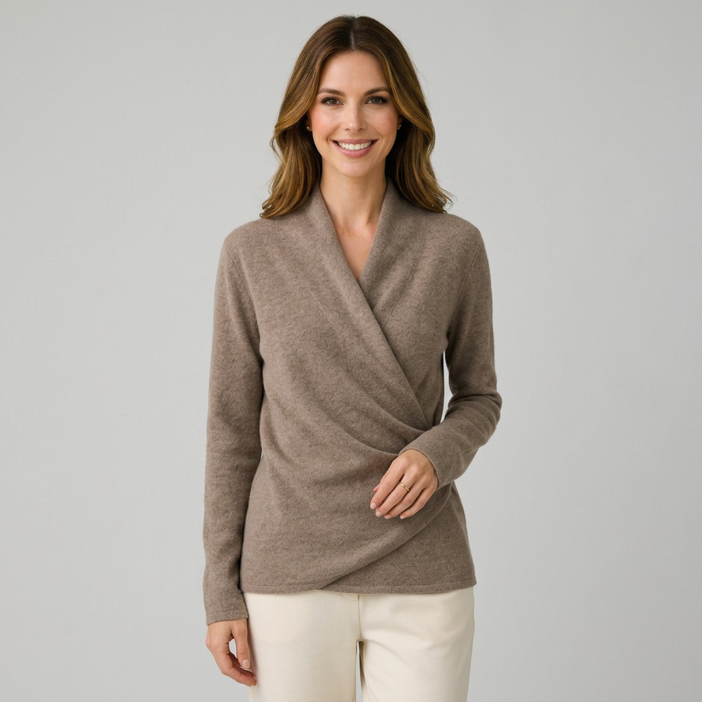 Women’s Wrap Sweater Long Sleeve – Soft Knit Everyday Top