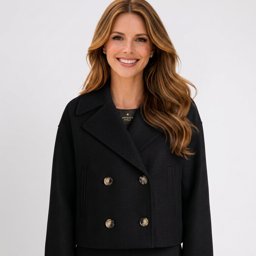 Women Double Breasted Cropped Coat