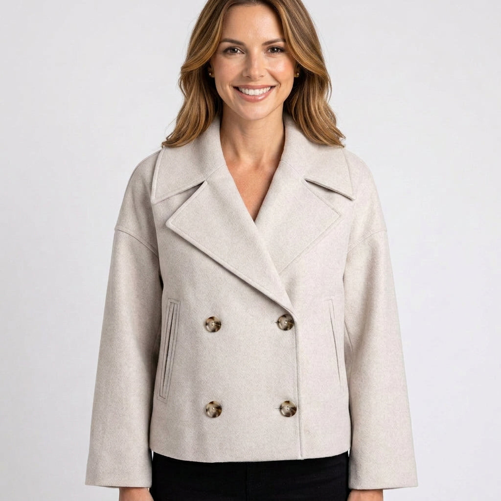 Women Double Breasted Cropped Coat