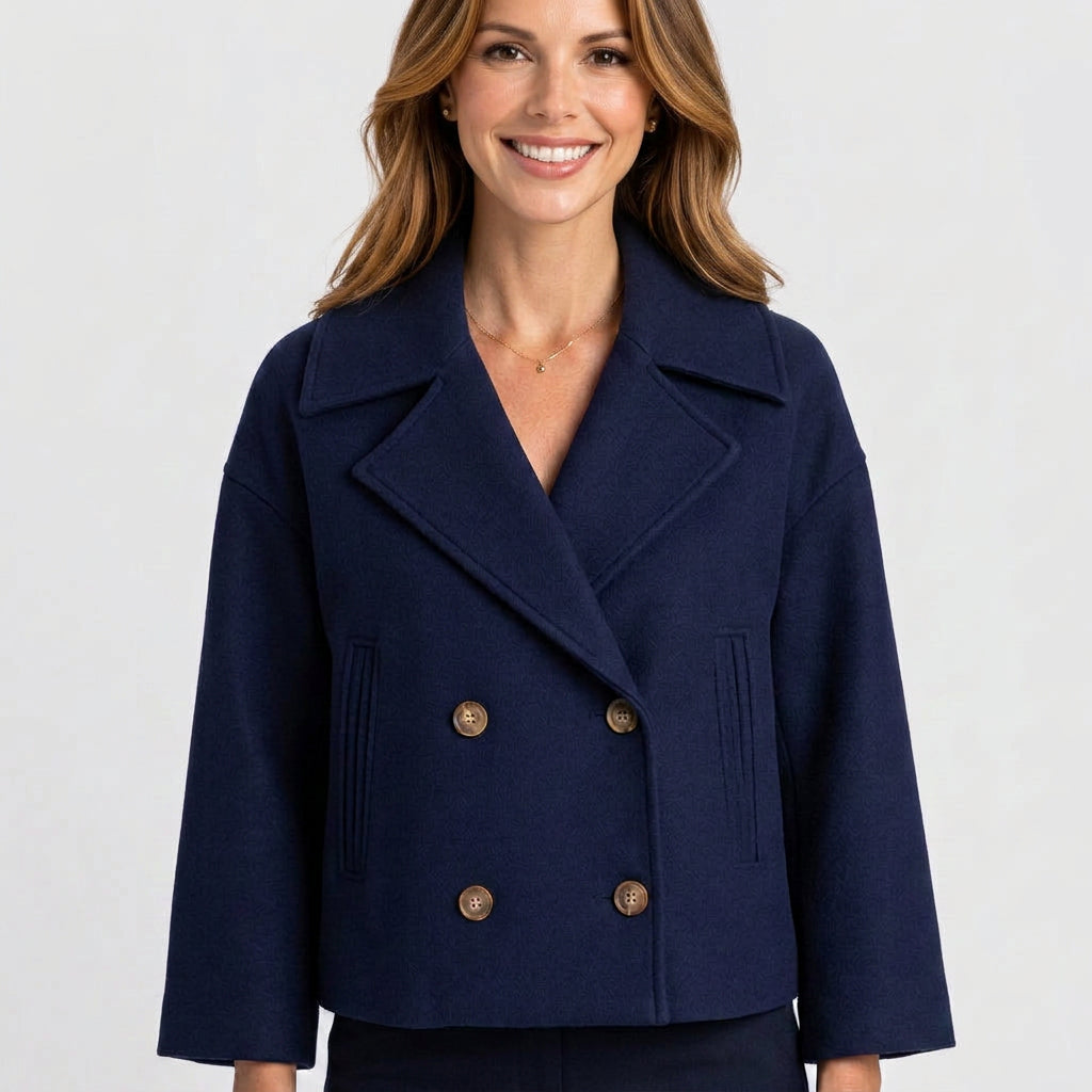 Women Double Breasted Cropped Coat