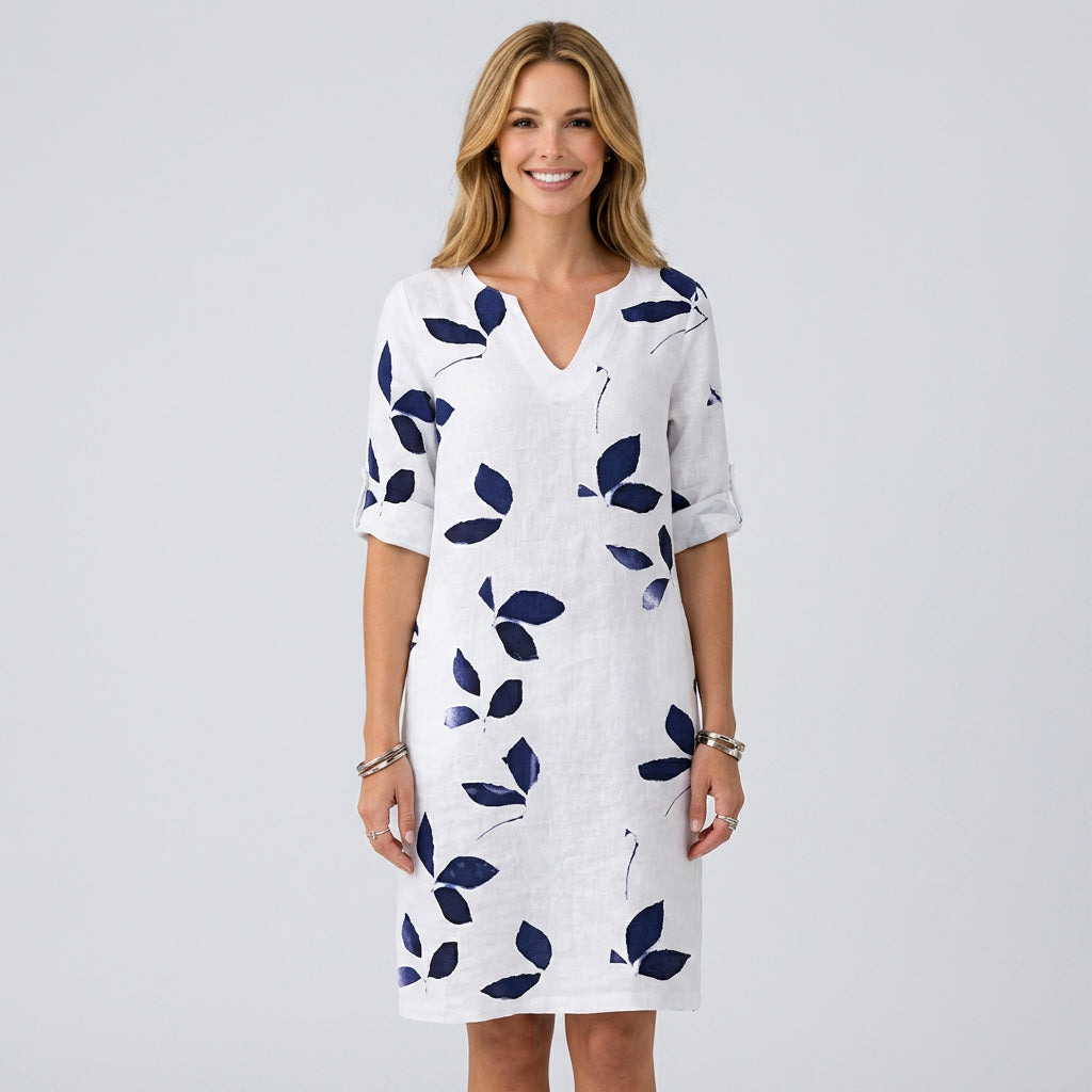 Women Leaf Print Shift Dress
