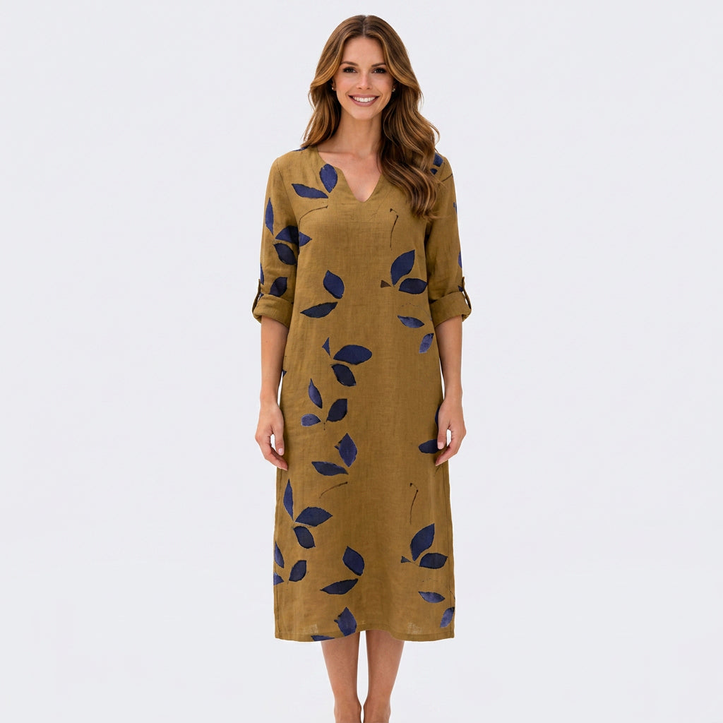 Women Leaf Print Shift Dress