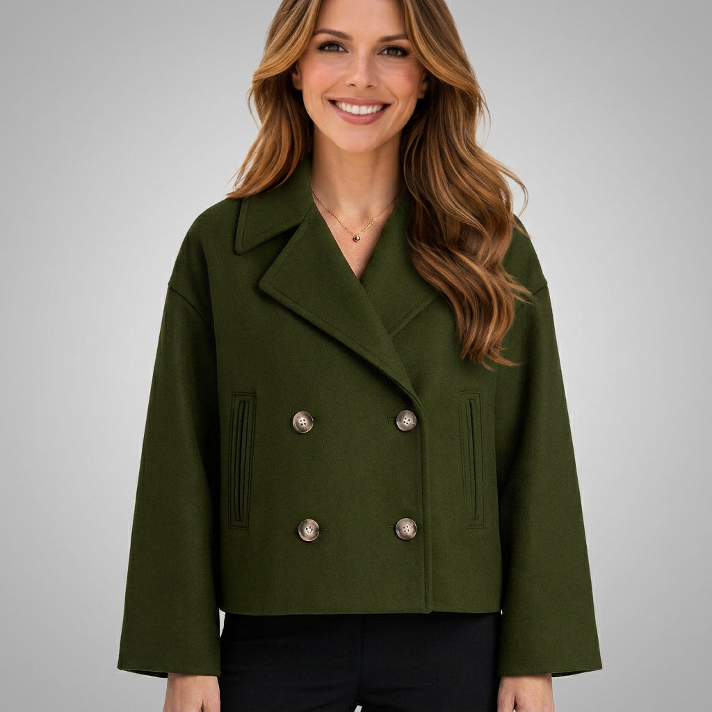 Women Double Breasted Cropped Coat