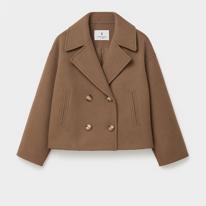 Women Double Breasted Cropped Coat